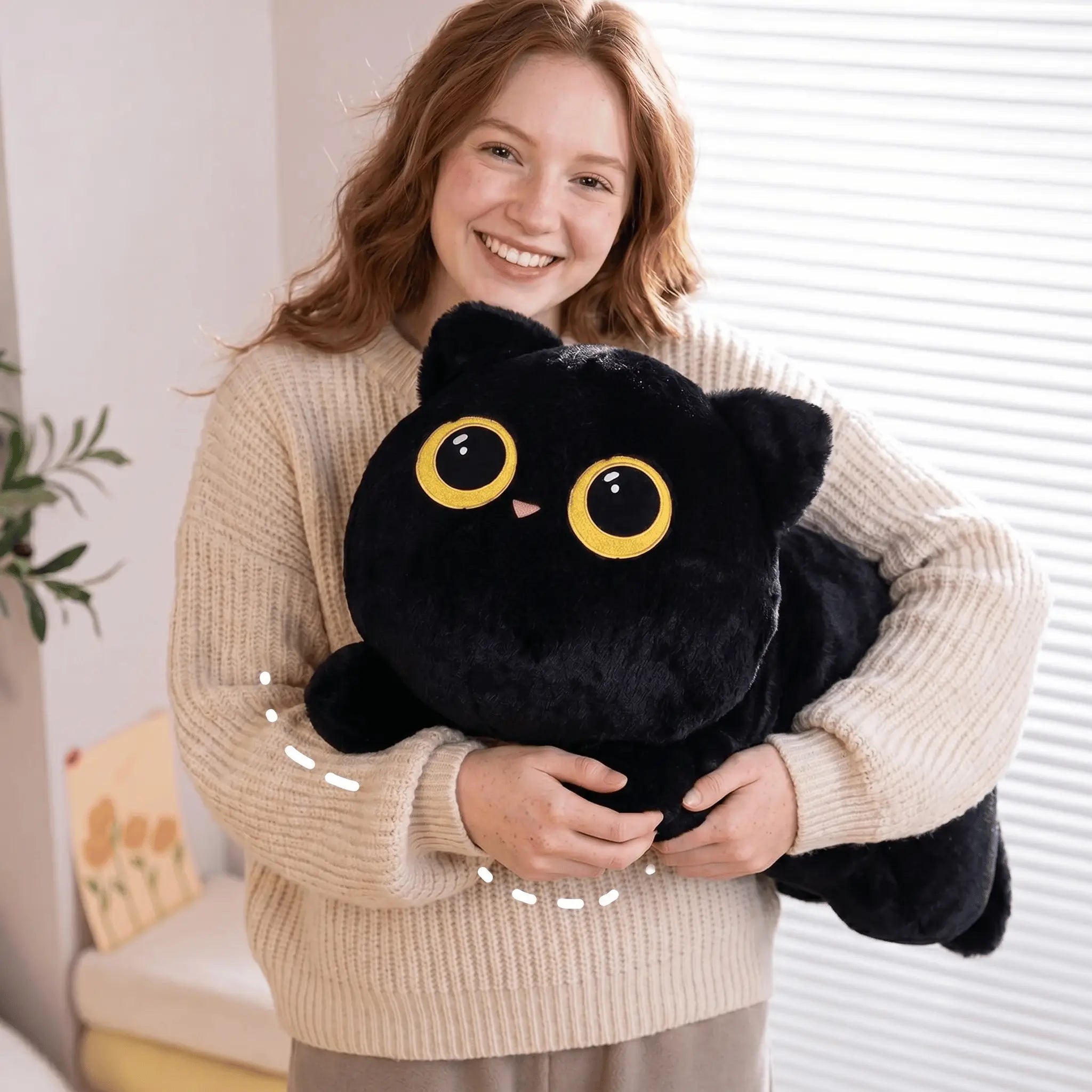 Cozy Lying Black Cat Snuggle Pillow