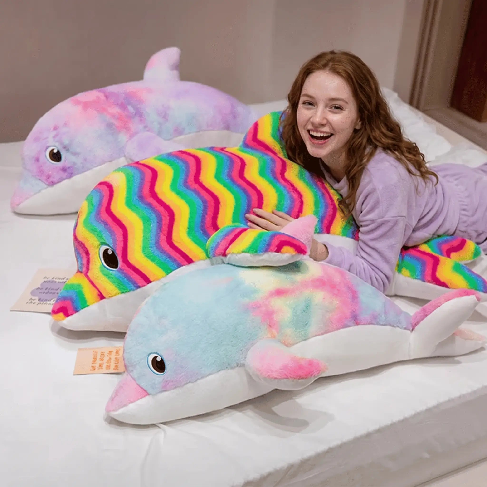 Dolphy the Giant Colorful Dolphin Snuggle Plush