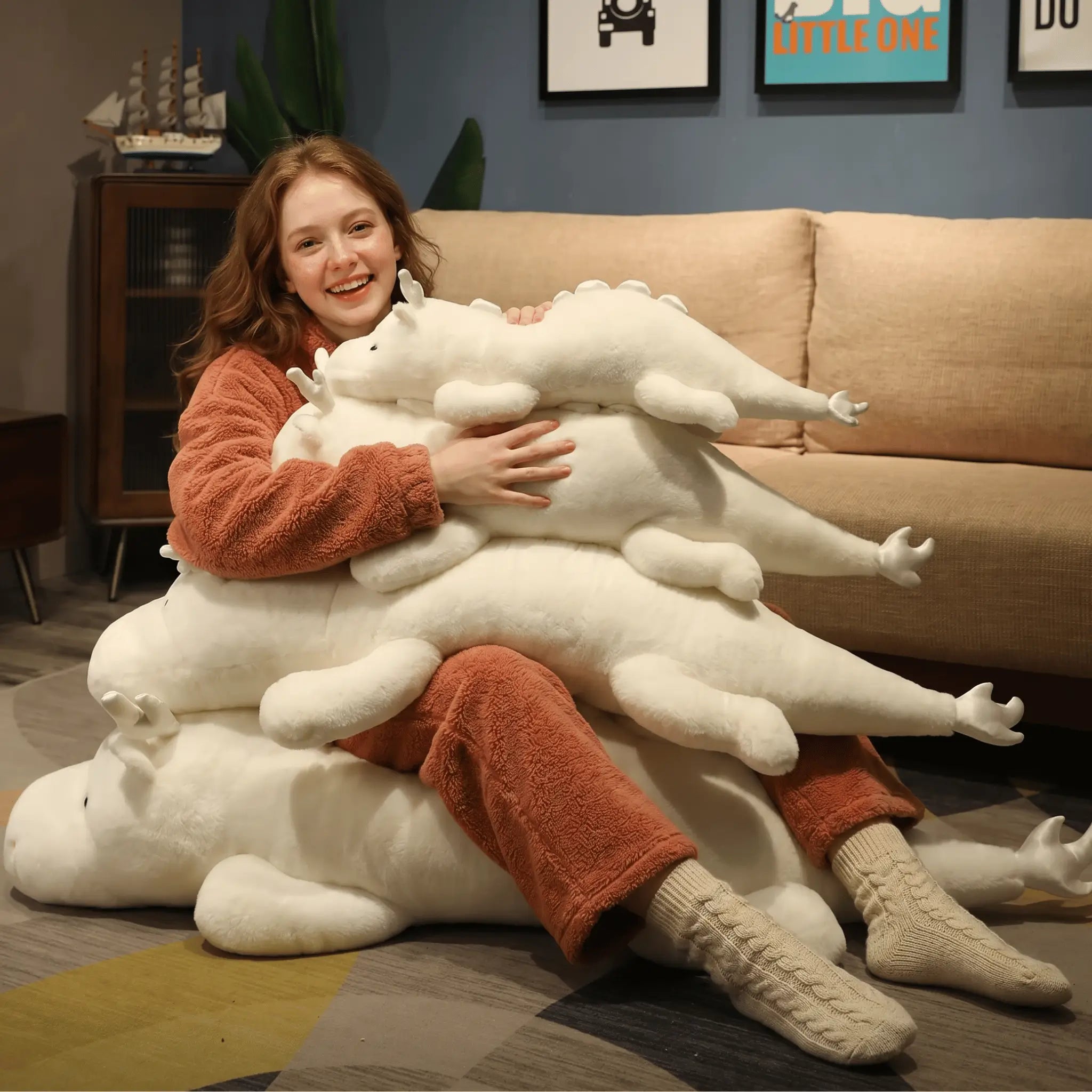 Drago the Giant Stuffed White Dragon Plush Pillow