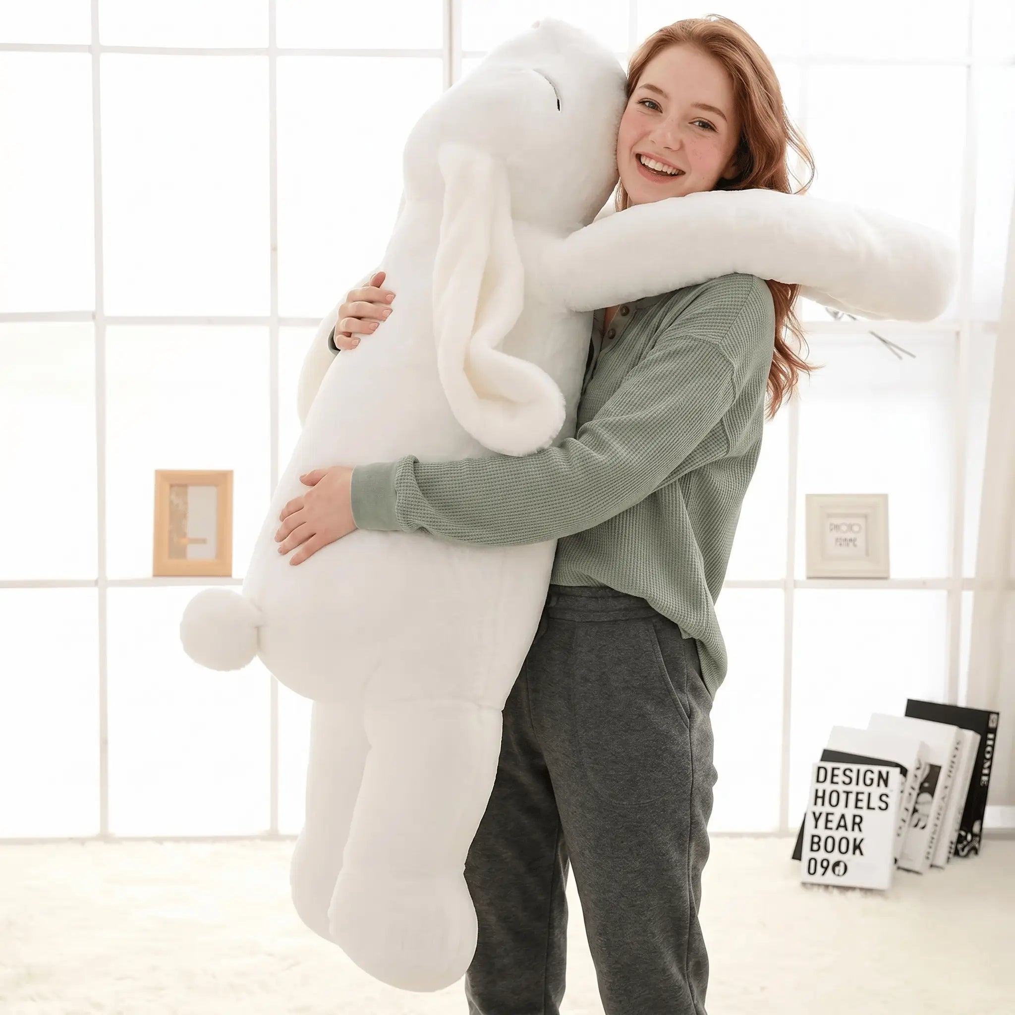 Fluffy the Giant Big Ear Bunny Snuggle Pillow