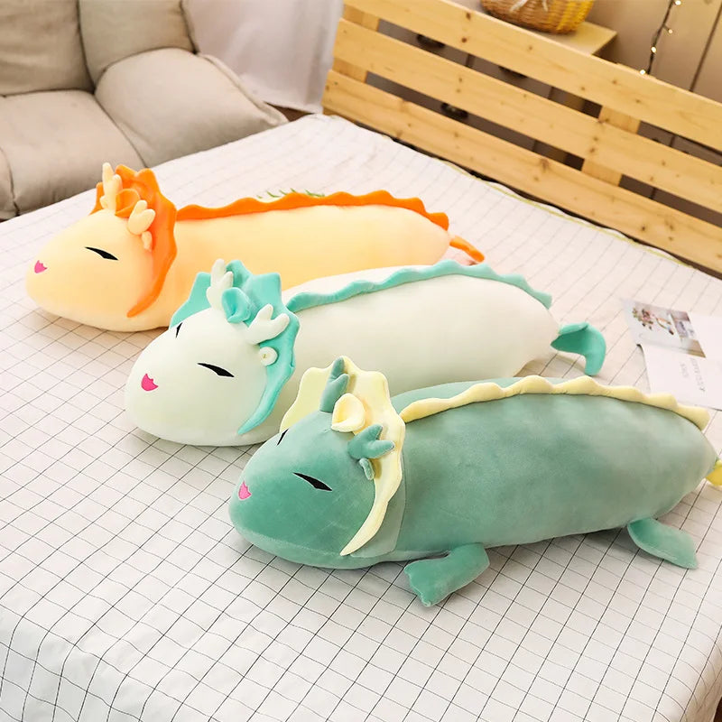 Drago the Kawaii Soft White Long Dragon Snuggle Plush Pillow