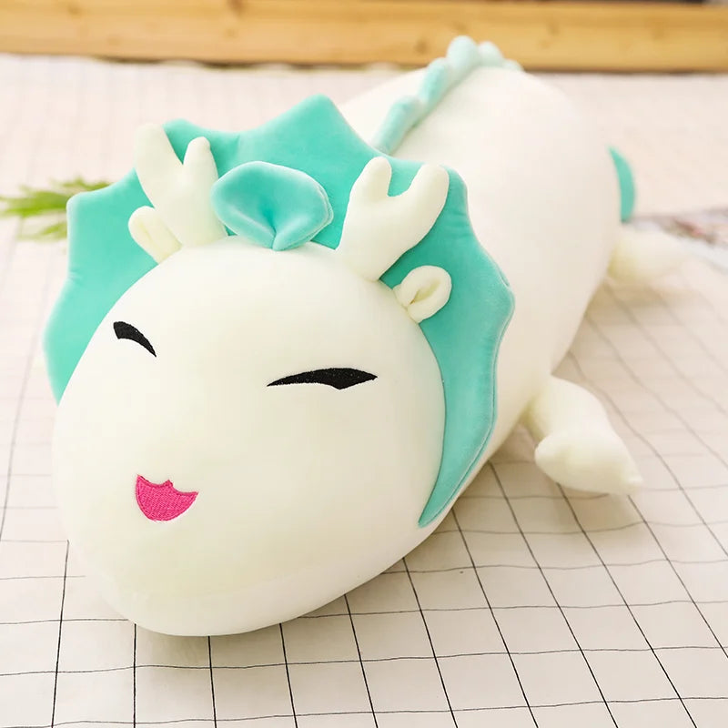 Drago the Kawaii Soft White Long Dragon Snuggle Plush Pillow