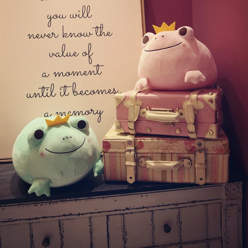 Ribbit the Kawaii Crown Frog Smile Plush Pillow