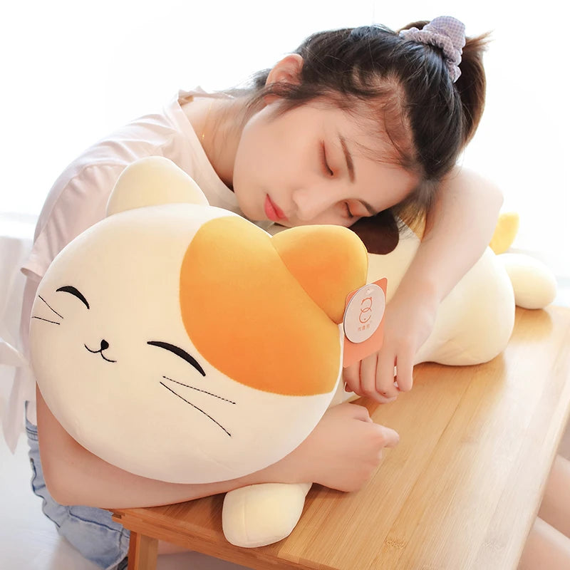 Mochi the Kawaii Sleeping Cat Cartoon Plush Pillow