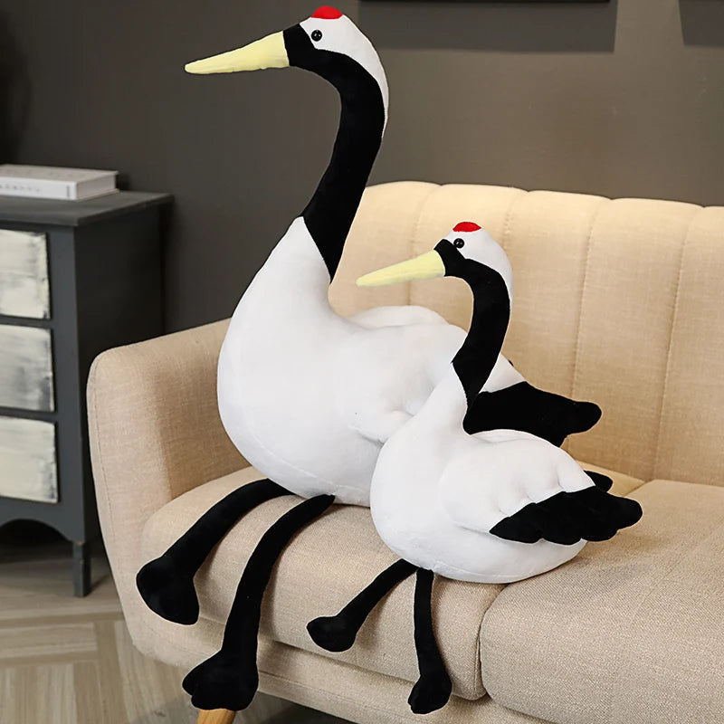 Grace the Lifelike Kawaii Red-Crowned Crane Snuggle Plushie