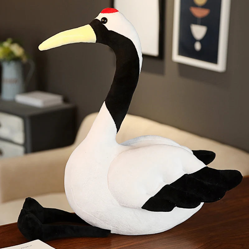 Grace the Lifelike Kawaii Red-Crowned Crane Snuggle Plushie