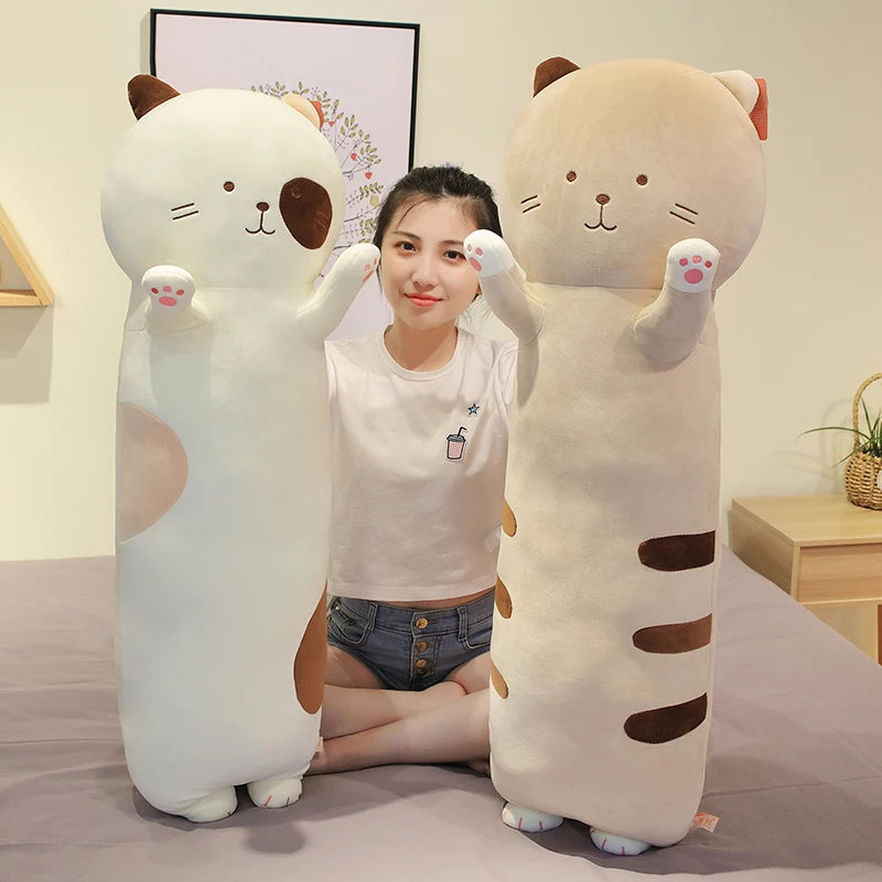Noodle the Drowsy Long Cat Plush Pillow