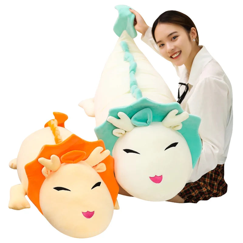 Drago the Kawaii Soft White Long Dragon Snuggle Plush Pillow