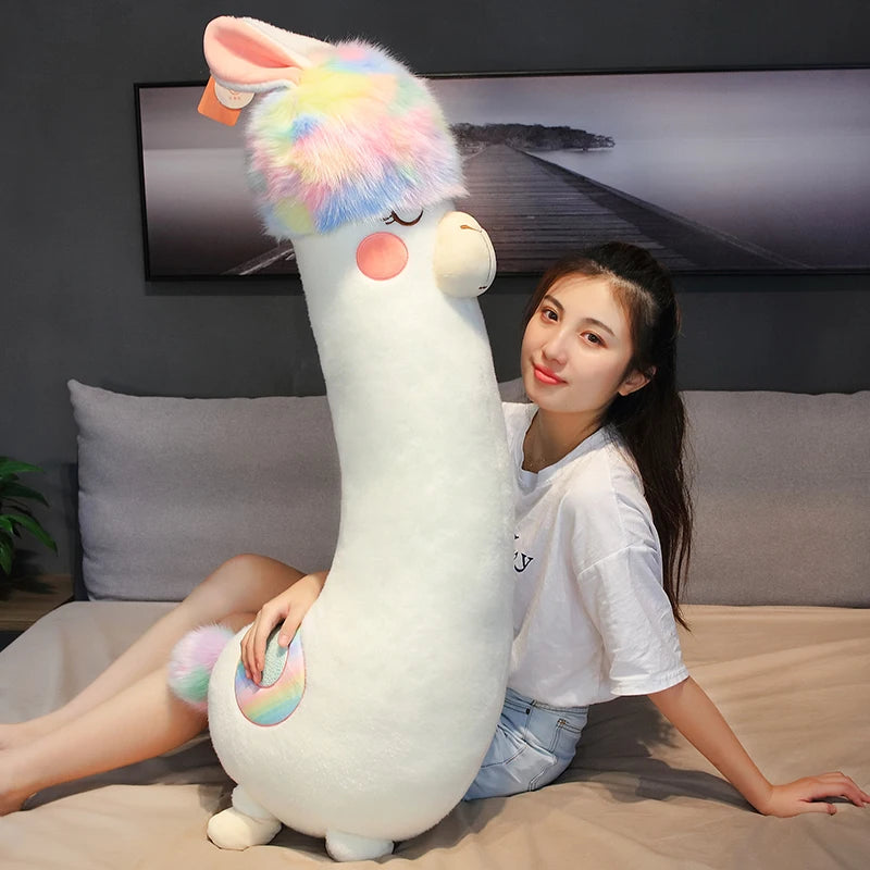 Fluffy the Colorful Alpaca Llama Sheep Plush Pillow