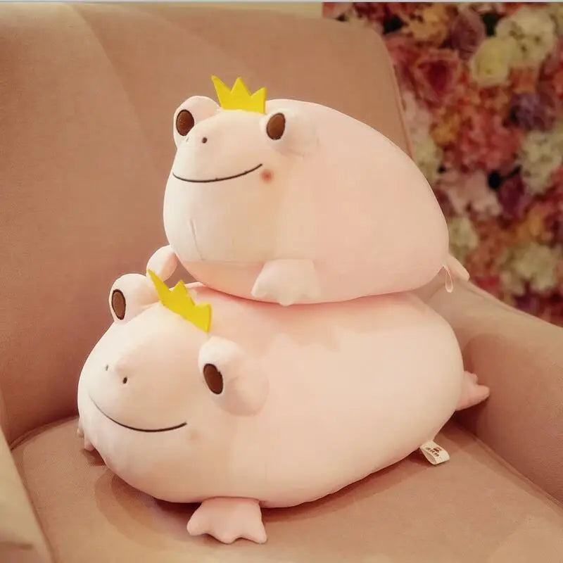Ribbit the Kawaii Crown Frog Smile Plush Pillow