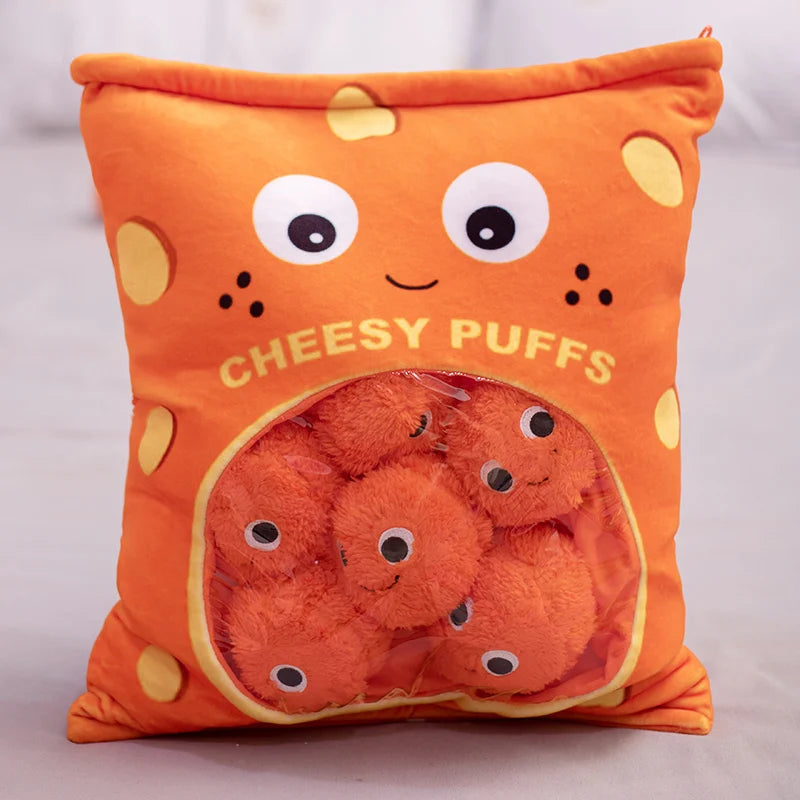 Puffball the Bag of Puffs Snack Plush Pillow