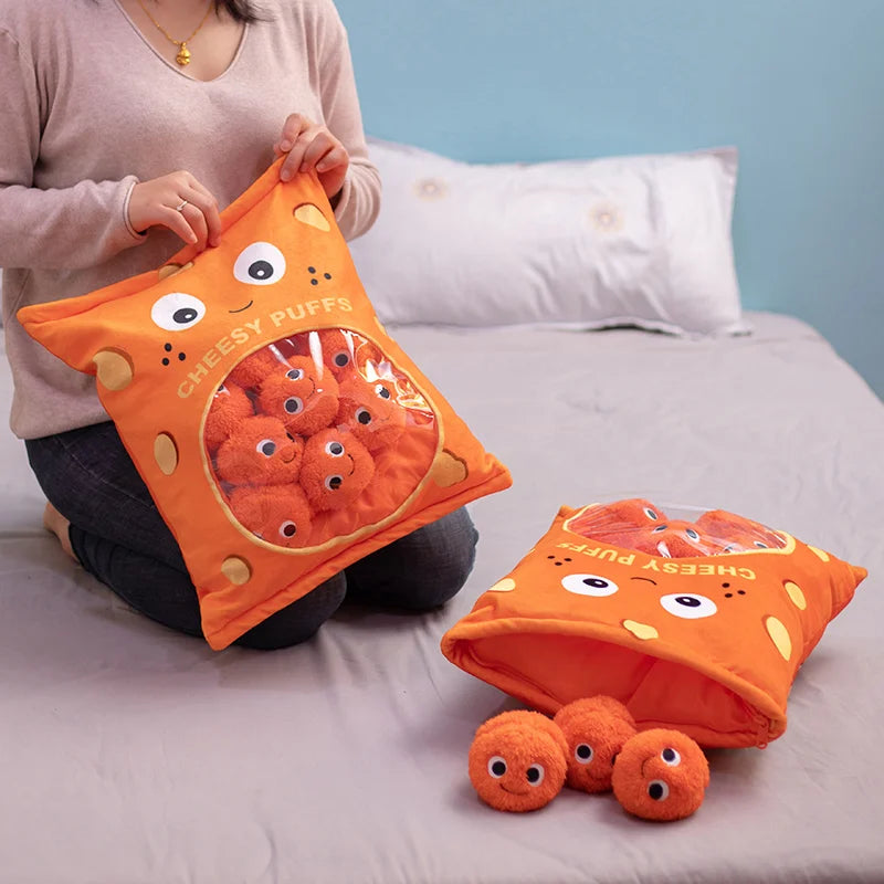 Puffball the Bag of Puffs Snack Plush Pillow