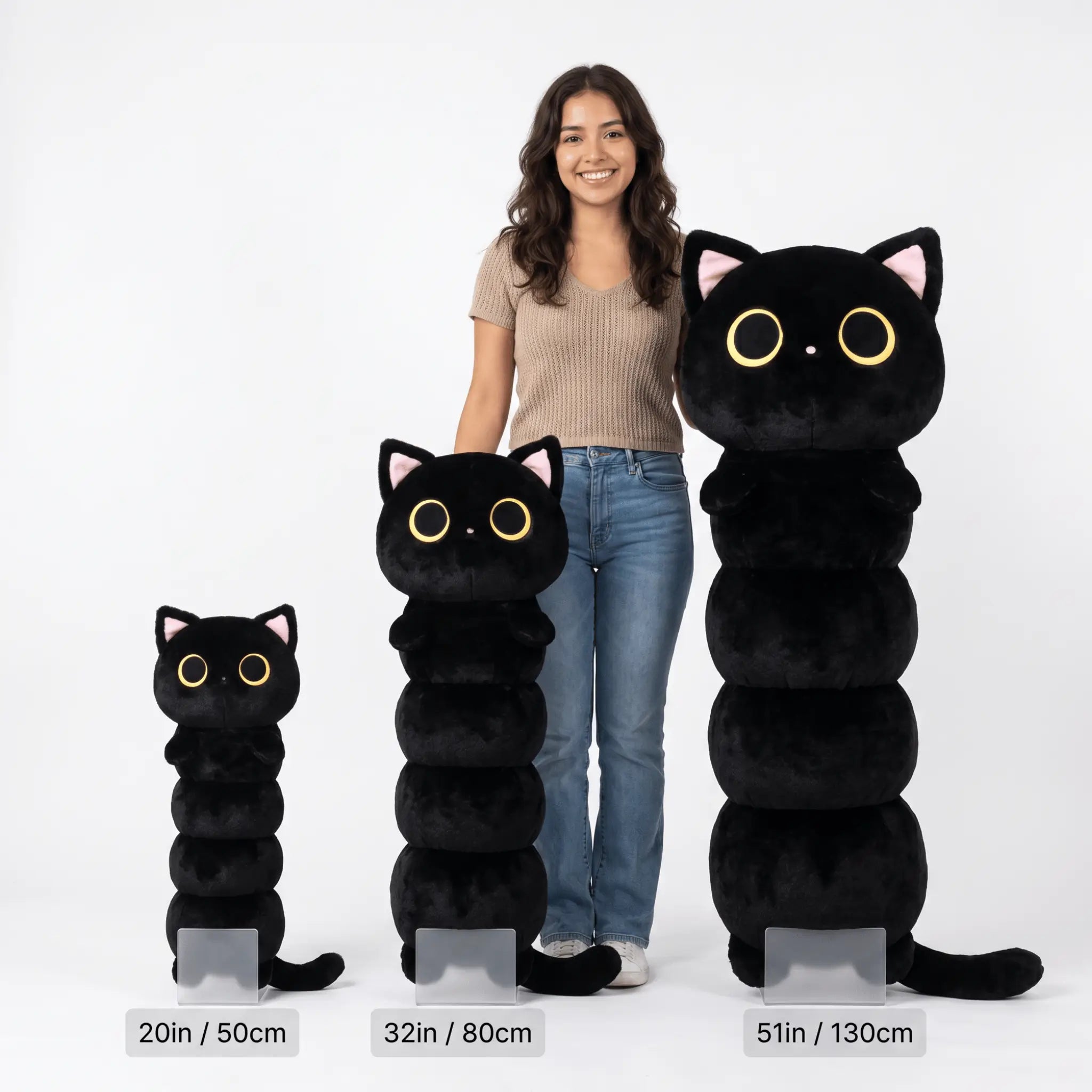Luna the Sleeping Black Cat Long Pillow