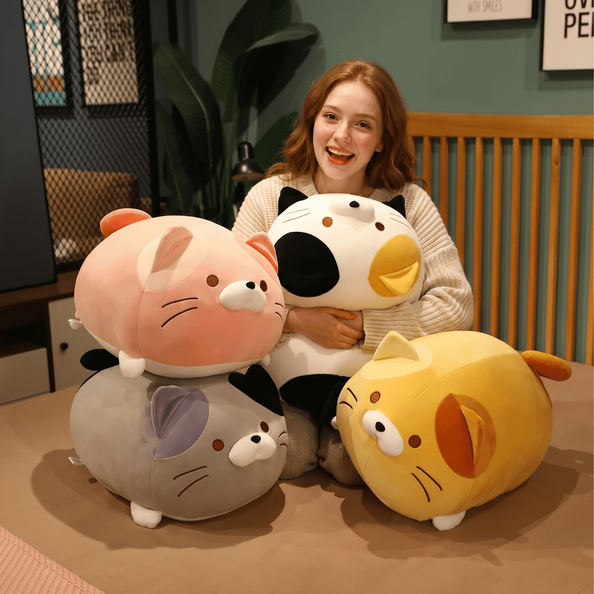Pebbles the Soft Cartoon Cat Appease Plush Pillow