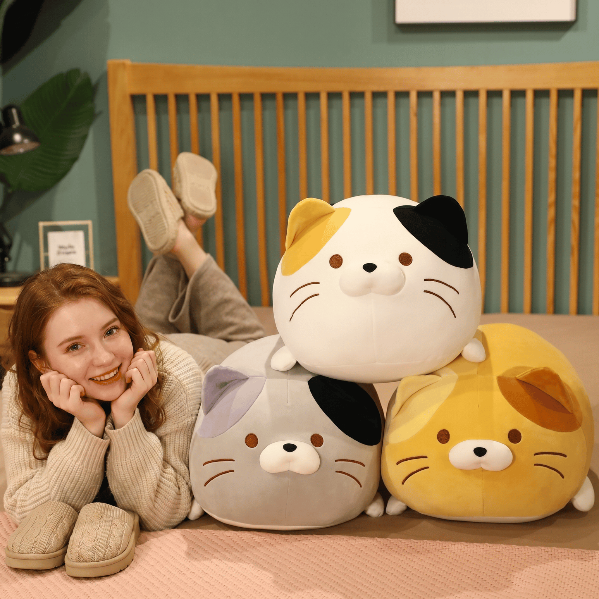 Pebbles the Soft Cartoon Cat Appease Plush Pillow