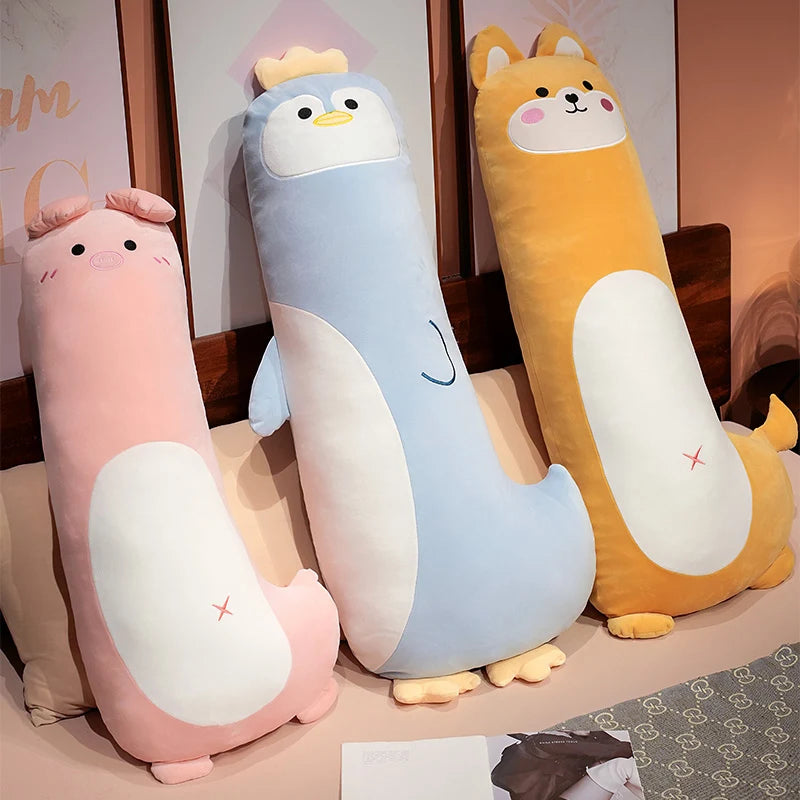 Long Kawaii Sleeping Penguin Pig Animal Snuggle Plush Pillow