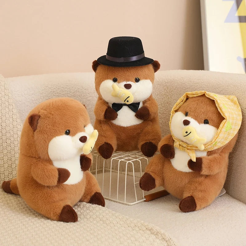 Ottie the Kawaii Lifelike Otter with Fish Plushie