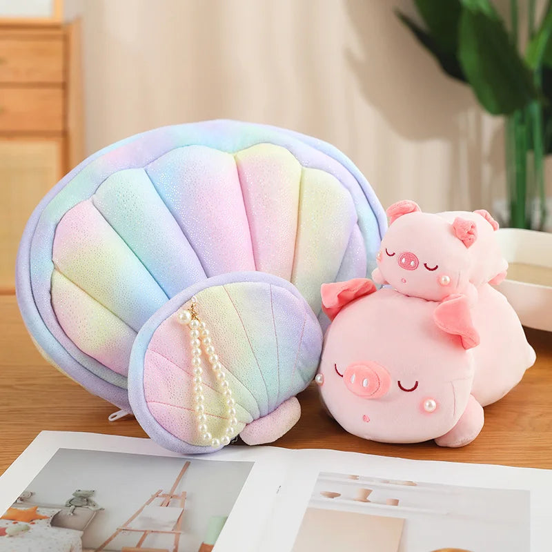 Peekaboo Conch Shell Kawaii Piggy Plushie