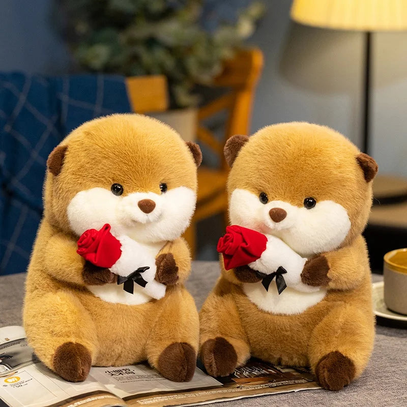 Ottie the Fluffy Kawaii Otter Flower Snuggle Plushie