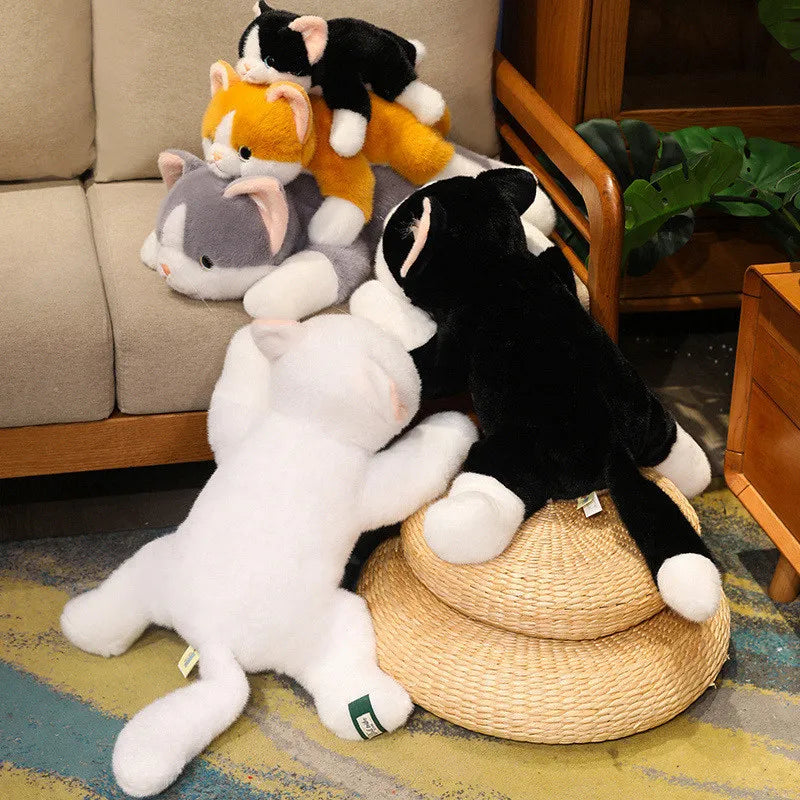 Lifelike Fluffy Lying Kawaii Cat Simulation Snuggle Plushie