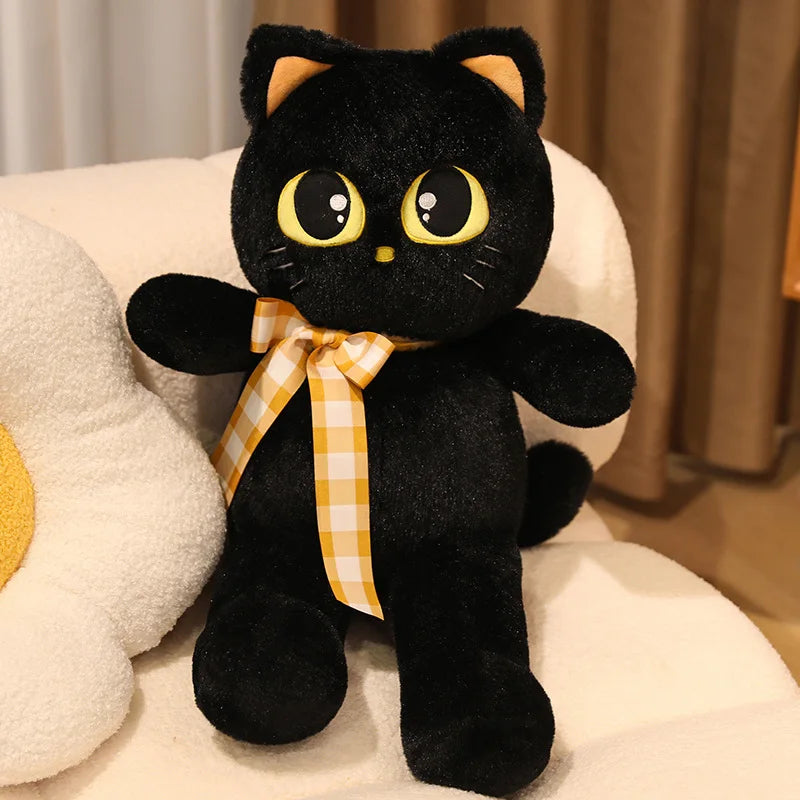 Luna the Giant Black Grey Cat Plush Cushion
