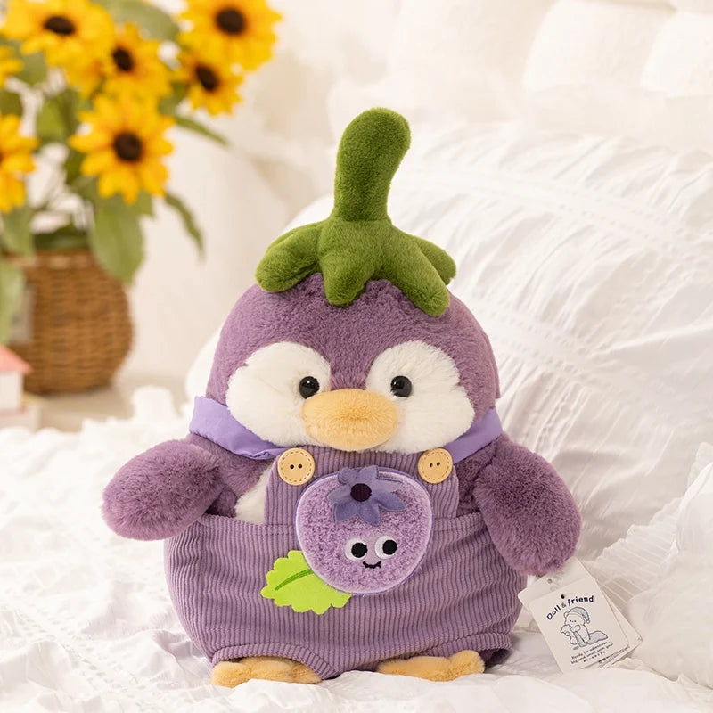 Chonky Eggplant Kawaii Penguin Snuggle Plushie