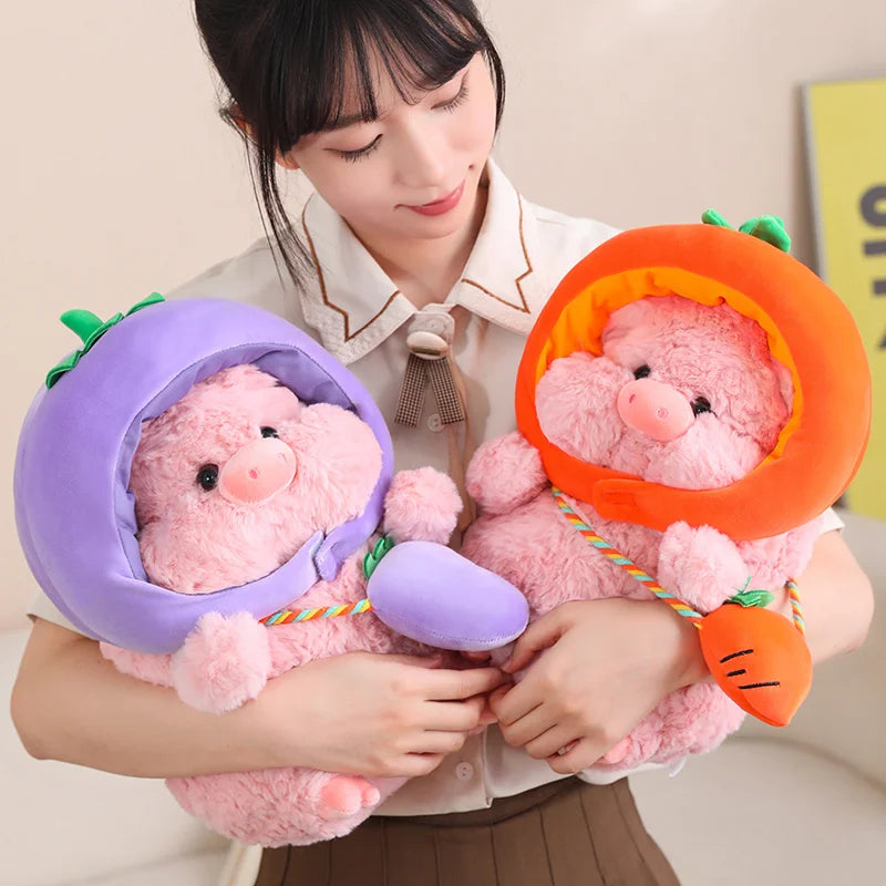 Piggy the Veggie Hat Bread Carrot Pumpkin Pig Plushie