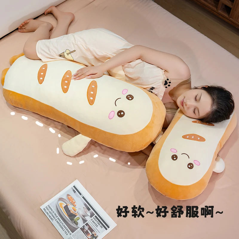 Smiling Long Toast Kawaii Bread Snuggle Plushie