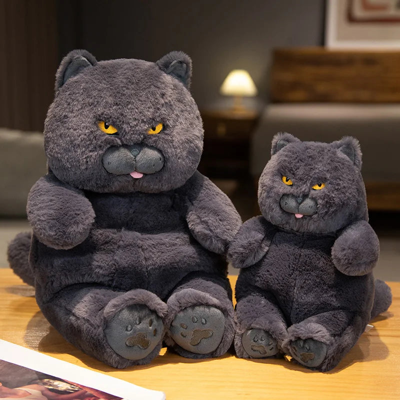 Pudgy Lifelike Black Cat Plush