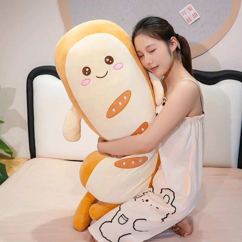 Smiling Long Toast Kawaii Bread Snuggle Plushie