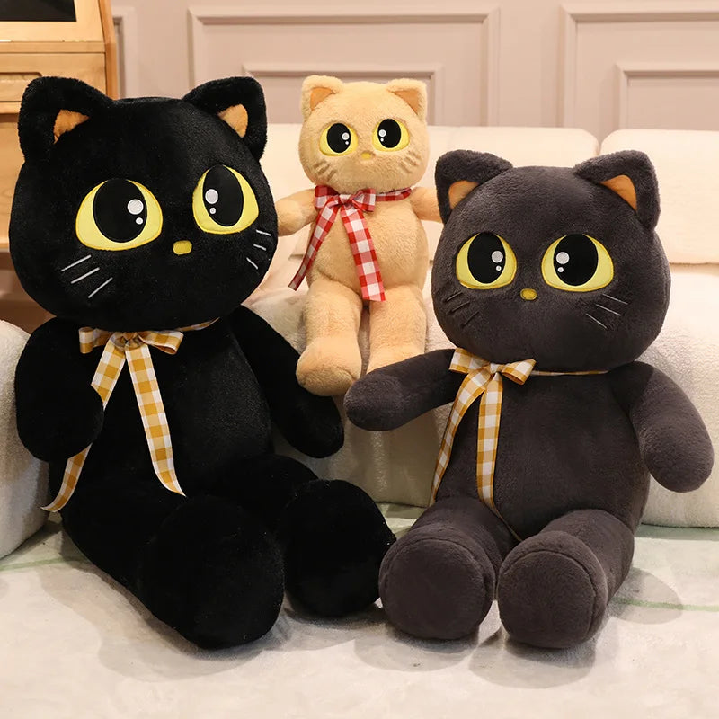 Luna the Giant Black Grey Cat Plush Cushion