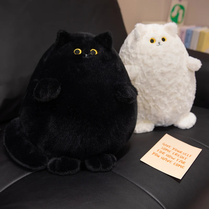 Pudgy the Chubby White Black Kitten Plush