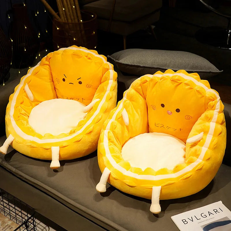 Goldie the Kawaii Yellow Cookie Seat Plush Cushion
