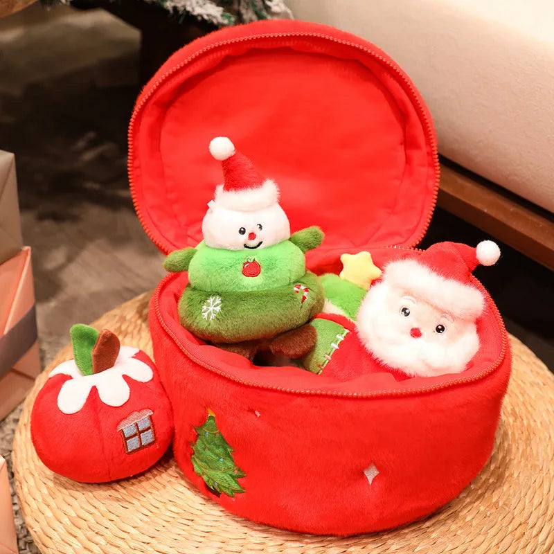 Jolly Christmas Snowman Fruit Gift Box Plushie Set