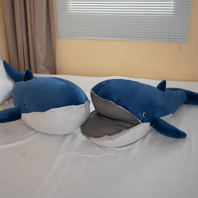 Moby the Kawaii Blue Whale Zipper Mouth Snuggle Plushie
