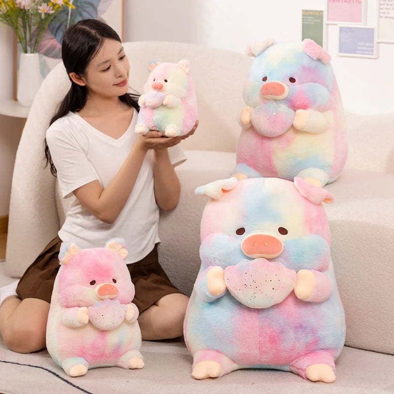 Piggy the Kawaii Rainbow Pig Holding Shell Plushie