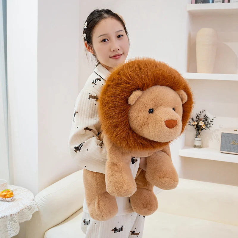 Roary the Furry Sitting Lion Plush Pillow