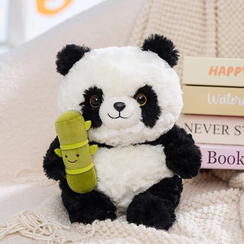 Bamboo the Kawaii Panda with Rose Heart Plush Pillow