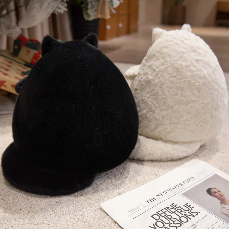 Pudgy White & Black Kitty Snuggle Plush