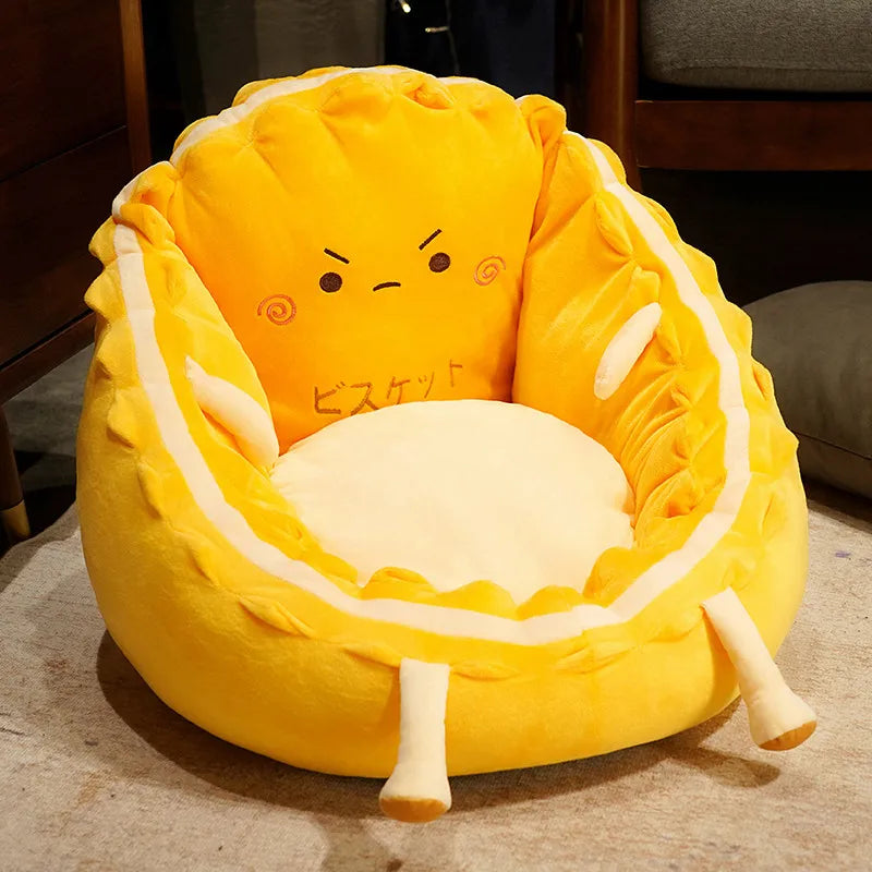 Goldie the Kawaii Yellow Cookie Seat Plush Cushion