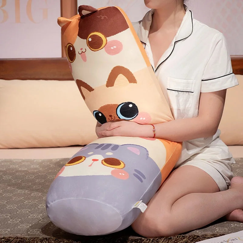 Napping Printed Kawaii Cat Plushie Pillow