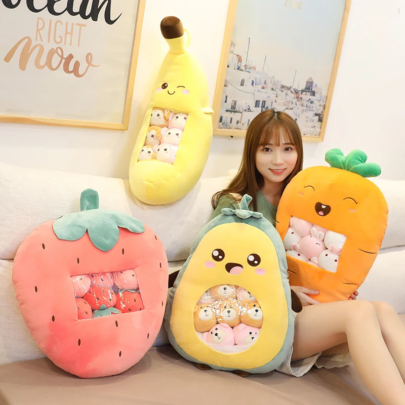 Kawaii Fruity Snack Snuggle Plushie Pillow Collection