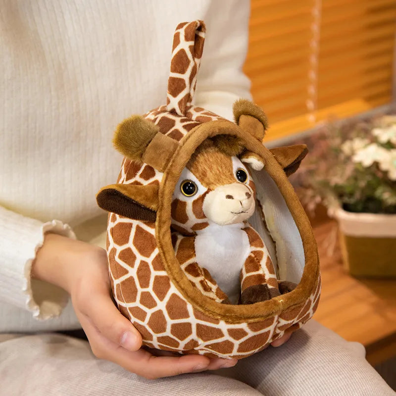 Lifelike Tiger Lion Giraffe Forest Nest House Plushie Set
