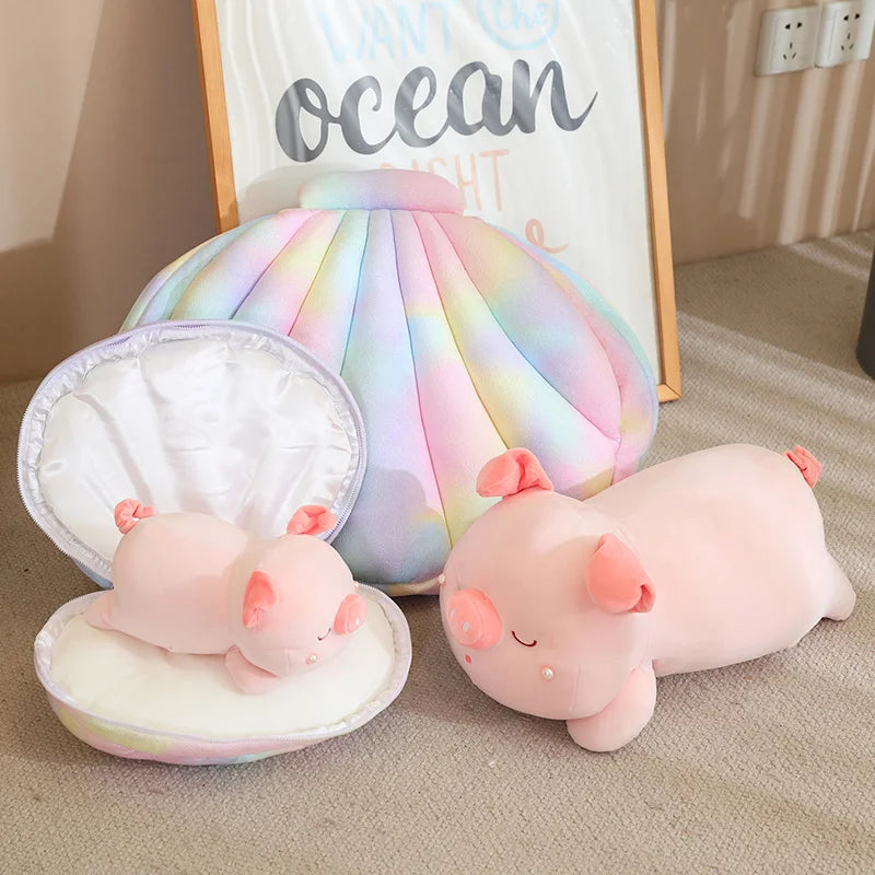 Peekaboo Conch Shell Kawaii Piggy Plushie