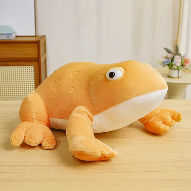 Chonky Big-Eyed Kawaii Frog Snuggle Throw Pillow