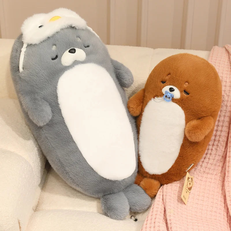 Snowy the Lifelike Cuddly Seal Sea Otter Plush Pillow