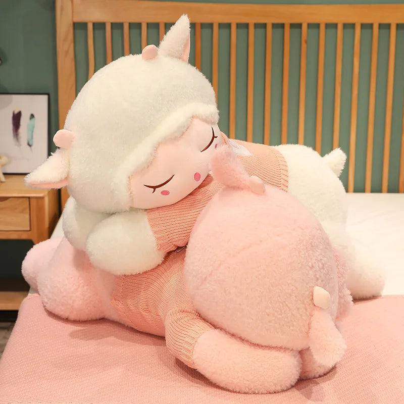 Fluffy Sleepy Kawaii Alpaca Sheep Snuggle Plush Pillow