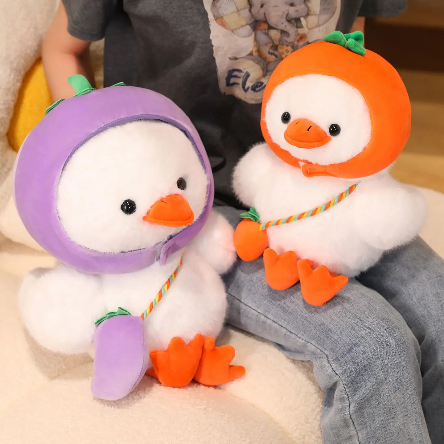 Ducky the Veggie Hat Carrot Pepper Duck Funny Plushie