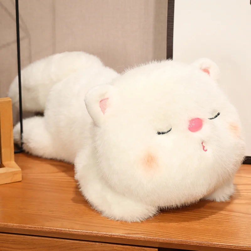 Luna the Long Lying Soft White Cat Plush Pillow