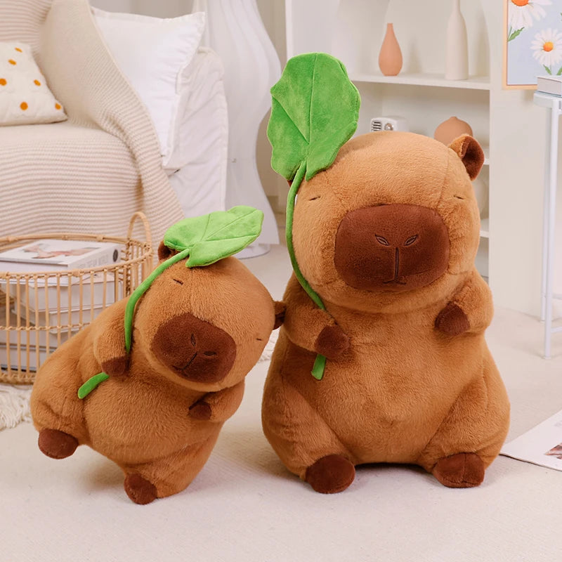 Capy the Lotus Leaf Holding Capybara Plush Pillow